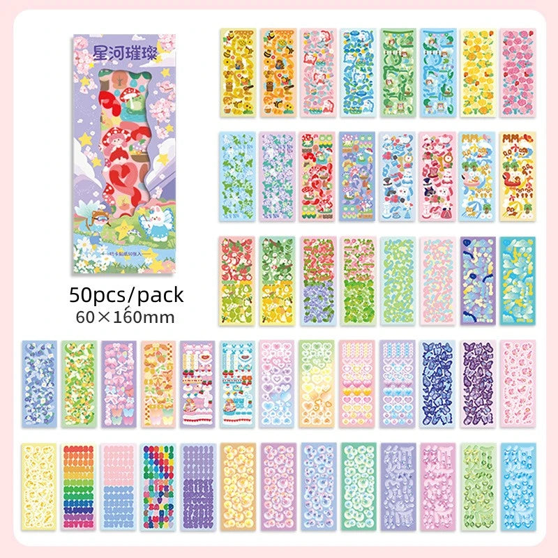 Pastel Pearl Heart Toploader Deco Stickers, Kpop Deco Sticker Sheet 